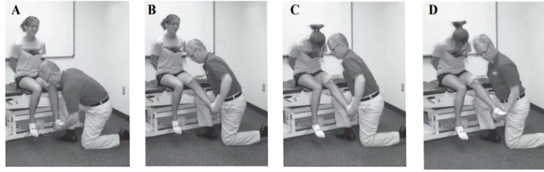 Slide 9 — slump test, distal initiation (photos A–D)