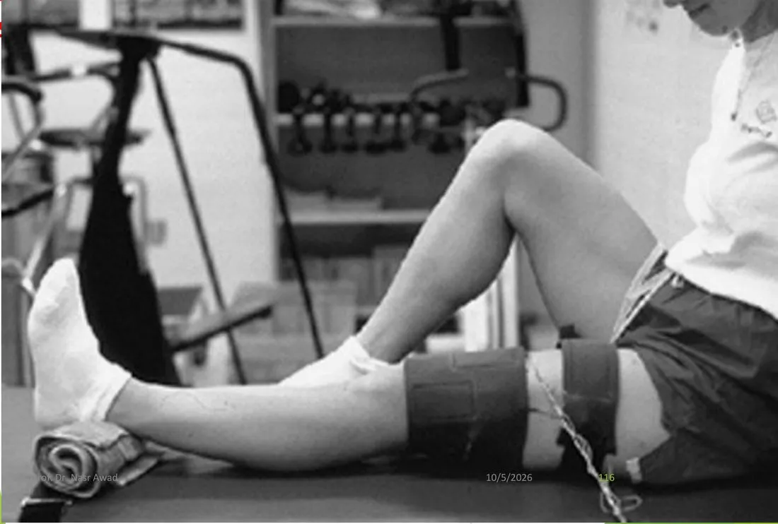Slide 116 — electrical muscle stimulation with the set exercise